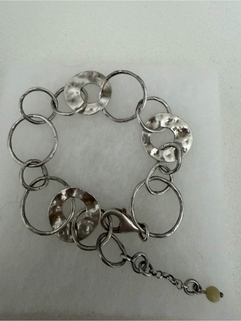 Vintage Silpada Sterling Silver Hammered Circle Link Bracelet - Silver